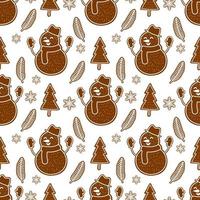 Merry Christmas seamless pattern home decoration design. Cartoon Santa, Christmas tree, Christmas leaves, cute wallpaper. Ornaments vector illustrations background