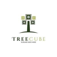 Tree Cube Icon Vector Logo Template Illustration Design