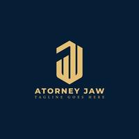 Abstract initial letter AJ or JA logo in gold color isolated in navy background applied for law firm logo also suitable for the brands or companies have initial name JA or AJ. vector