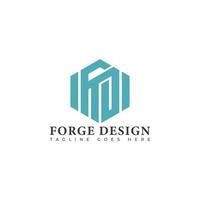 logotipo de letra inicial abstracta fd o df en color azul aislado en fondo blanco aplicado para el logotipo de la empresa de construcción de software también adecuado para las marcas o empresas que tienen el nombre inicial df o fd. vector