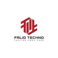 logotipo de letra inicial abstracta ft o tf en color rojo aislado en fondo blanco aplicado para el logotipo de tecnología de fabricación también adecuado para las marcas o empresas que tienen el nombre inicial tf o ft. vector