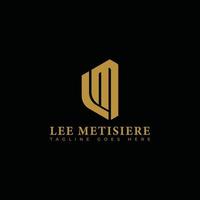 Abstract initial letter LM or ML logo in gold color isolated in black background applied for traditional bakery industry logo also suitable for the brands or companies have initial name ML or LM. vector