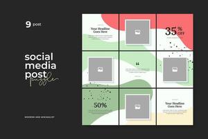 Social media post puzzle template vector