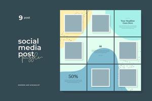 Social media post puzzle template vector