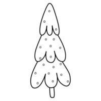 Christmas tree in cartoon doodle style isolated on white background. Vector element for college decoration.