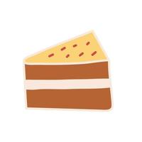 trozo de pastel de chocolate con crema sobre fondo claro. imagen vectorial aislada para usar como impresión para ropa o diseño web vector