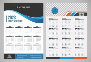 diseño de calendario simple para 2023 años. ilustración de vector de calendario de una página