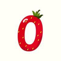 Strawberry numeral zero vector