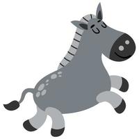 Cute hand drawn donkey. White background, isolate. vector illustration.