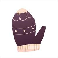 Hygge cozy christmas glove isolated. Cartoon flat vector illustration. Isolated vector illustration. Holiday xmas decor. Christmas cozy elements