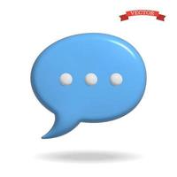 3d vector chat icon, realistic glossy plastic symbol.