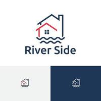 River Side Bay Beach House Home Resort Line Logo vector