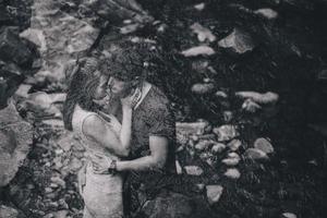 beautiful couple on the background of forest photo