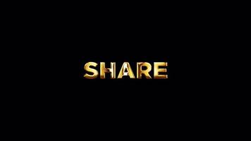 Golden YouTube Share Text Animation - Transparent video