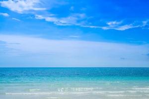 clear sea and blue sky at Nang Ram Beach and Nang Rong Beach, Sattahip, Chonburi, Thailand photo