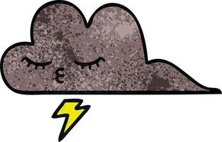 nube de tormenta de dibujos animados de textura grunge retro vector