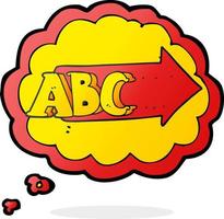 Símbolo abc de dibujos animados de burbujas de pensamiento dibujado a mano alzada vector