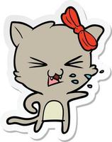 sticker of a cartoon cat vector