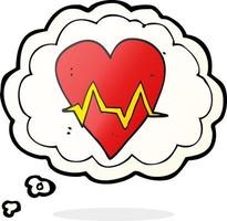 freehand drawn thought bubble cartoon heart rate pulse symbol vector