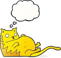 freehand drawn thought bubble cartoon fat cat vector