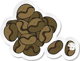 pegatina retro angustiada de una caricatura de granos de café vector
