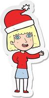sticker of a cartoon woman ready for christmas vector