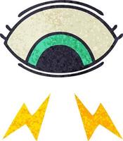 retro illustration style cartoon mystic eye vector