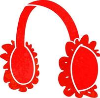 retro cartoon doodle of pink ear muff warmers vector