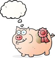 freehand drawn thought bubble cartoon prize winning pig vector