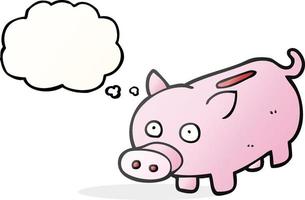 freehand drawn thought bubble cartoon piggy bank vector