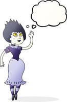 freehand drawn thought bubble cartoon vampire girl waving vector