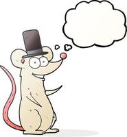 freehand drawn thought bubble cartoon mouse in top hat vector