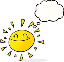 happy freehand drawn thought bubble cartoon sun vector