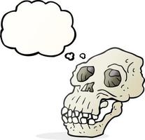 freehand drawn thought bubble cartoon ancient skull vector