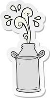 sticker of a cartoon milk barrel vector