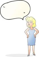 freehand drawn speech bubble cartoon annoyed woman vector