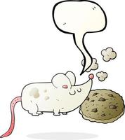 cute freehand drawn speech bubble cartoon mouse and cookie vector