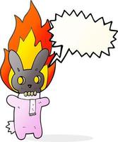 freehand drawn speech bubble cartoon flaming skull rabbit vector