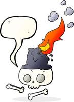 freehand drawn speech bubble cartoon burning candle on skull vector