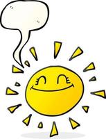 happy freehand drawn speech bubble cartoon sun vector