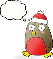 freehand drawn thought bubble cartoon christmas robin vector