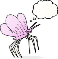 freehand drawn thought bubble cartoon butterfly vector