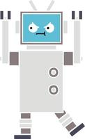 flat color retro cartoon robot vector