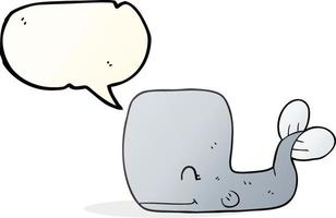 freehand drawn speech bubble cartoon happy whale vector