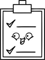 line drawing cartoon check list vector