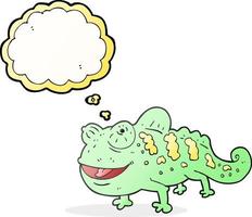 freehand drawn thought bubble cartoon chameleon vector