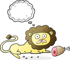 freehand drawn thought bubble cartoon lion vector