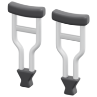 crutches 3d render icon illustration png