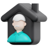 elderly home 3d render icon illustration png