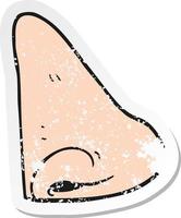 pegatina retro angustiada de una caricatura de nariz humana vector